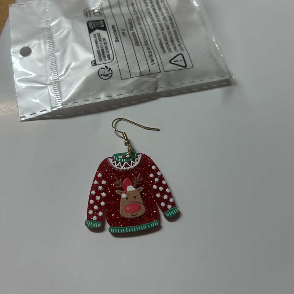 Festive Reindeer Sweater Earring